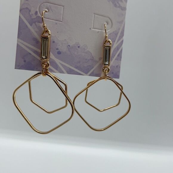 NWT Capwell + Co Geometric Drop Earrings - Gold - Picture 5 of 6